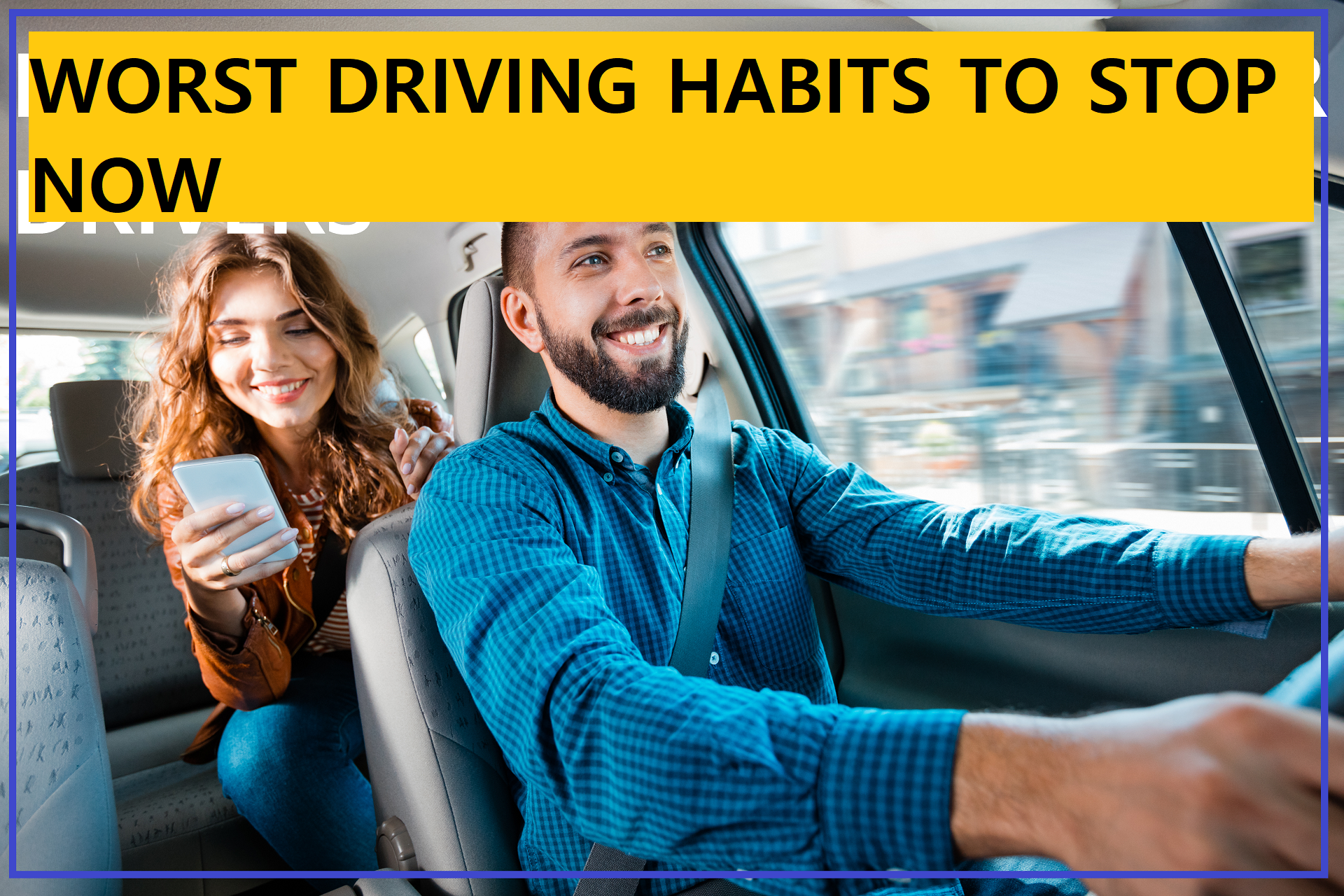 A man driving a woman in a car